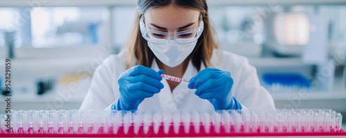 Researcher testing immunotherapy drugs in cell-based assays, immune response, cancer treatment photo