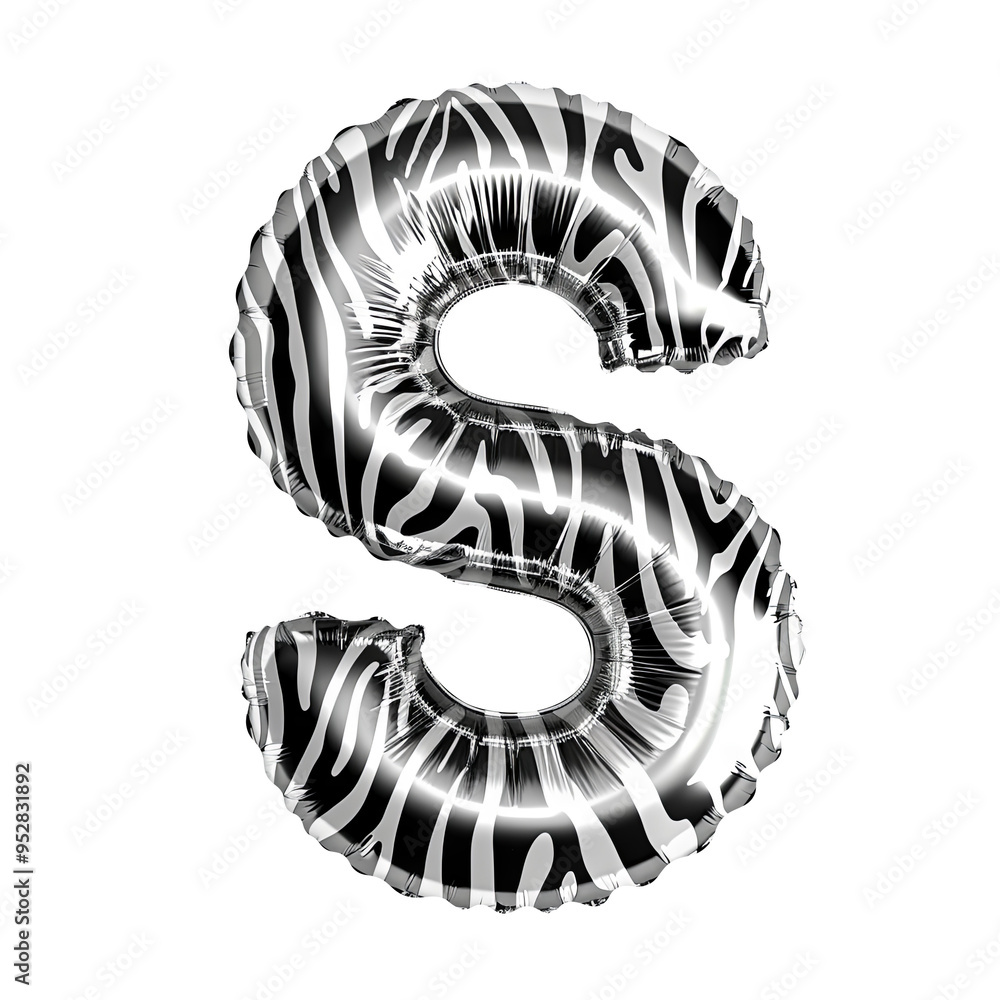 Zebra style S alphabet Realistic 3D on white background. Generative AI Zebra style S alphabet Realistic 3D on white background. Generative AI