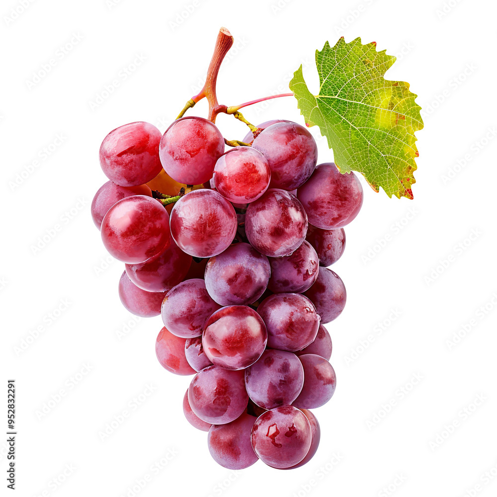 Fototapeta premium red grapes bunch isolated on white background. Generative AI