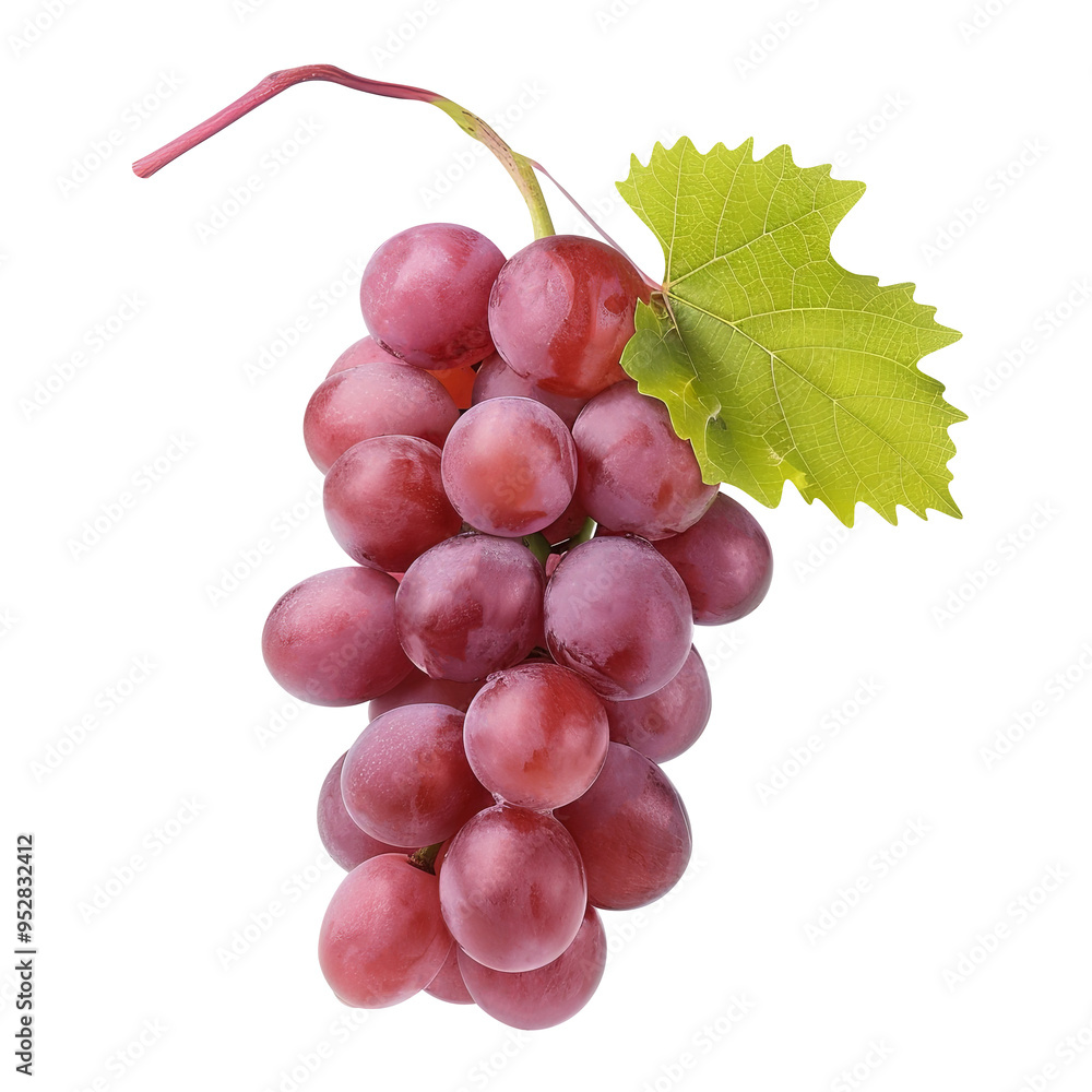 Fototapeta premium red grapes bunch isolated on white background. Generative AI