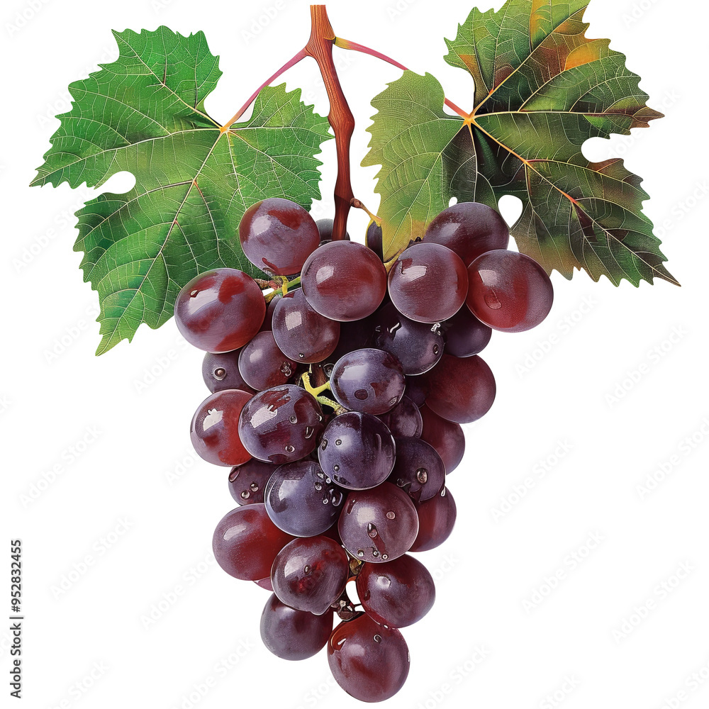 Fototapeta premium grapes bunch isolated on white background. Generative AI