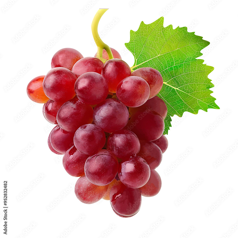 Fototapeta premium red grapes bunch isolated on white background. Generative AI
