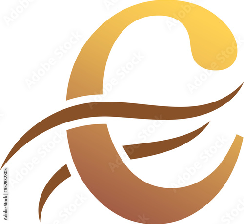 C Letter Logo. Couffeur, Hair and Beauty. Golden.
