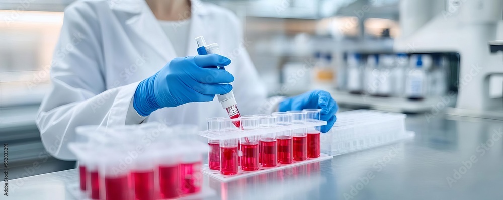 Scientist testing oncolytic virus therapies for targeted cancer treatment, viral vectors, biopharma research Scientist testing oncolytic virus therapies for targeted cancer treatment, viral vectors, biopharma research