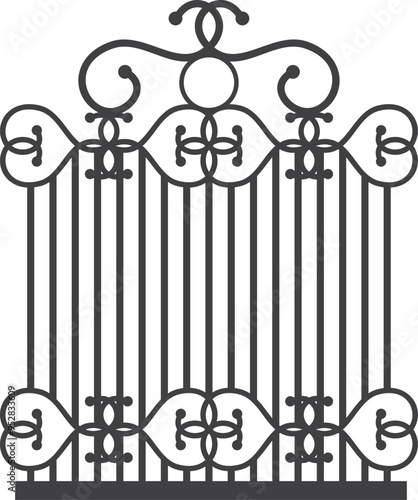 Park fence. Classic urban decorative metal picket