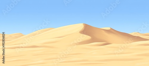 A calm, desert dune background with a large clear sky area for text