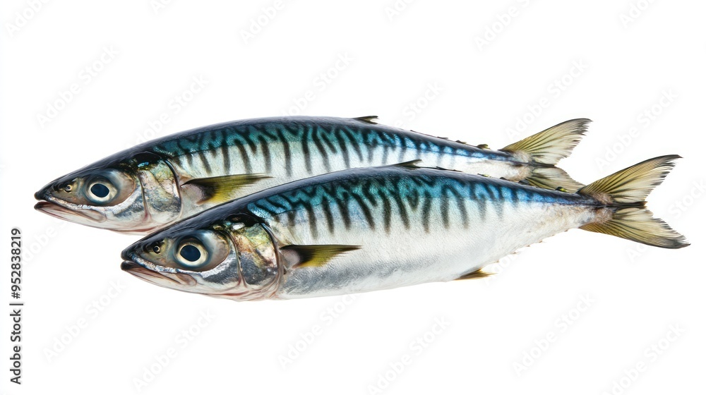 Two Fresh Mackerel Fish on White Background Two Fresh Mackerel Fish on White Background