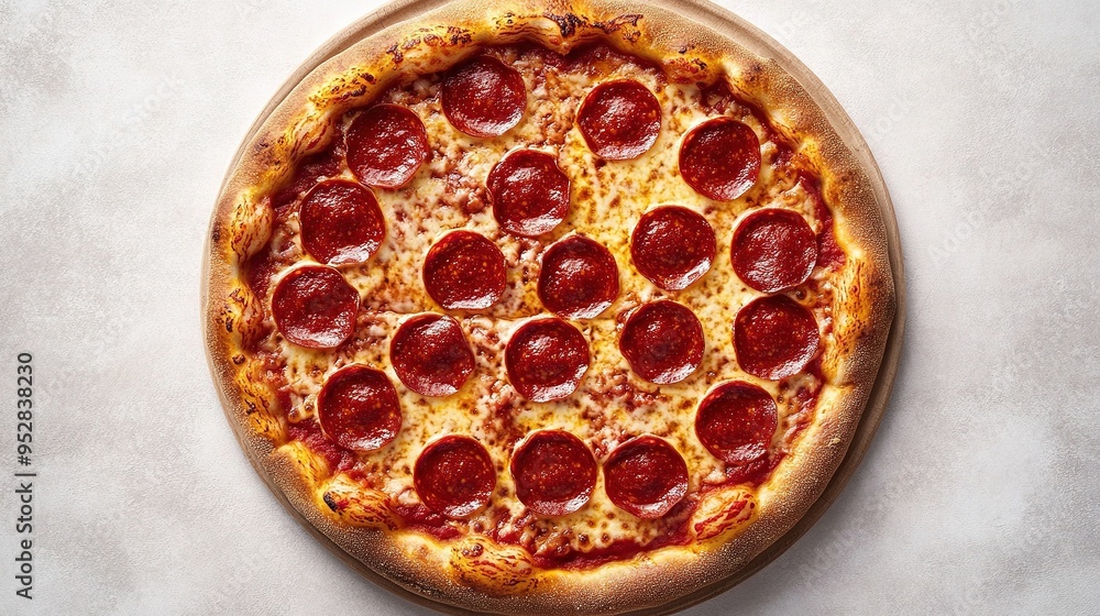 top-down view of a freshly baked pizza loaded with perfectly arranged pepperoni slices, with bubbling cheese and a golden, crispy crust - top-down view of a freshly baked pizza loaded with perfectly arranged pepperoni slices, with bubbling cheese and a golden, crispy crust -