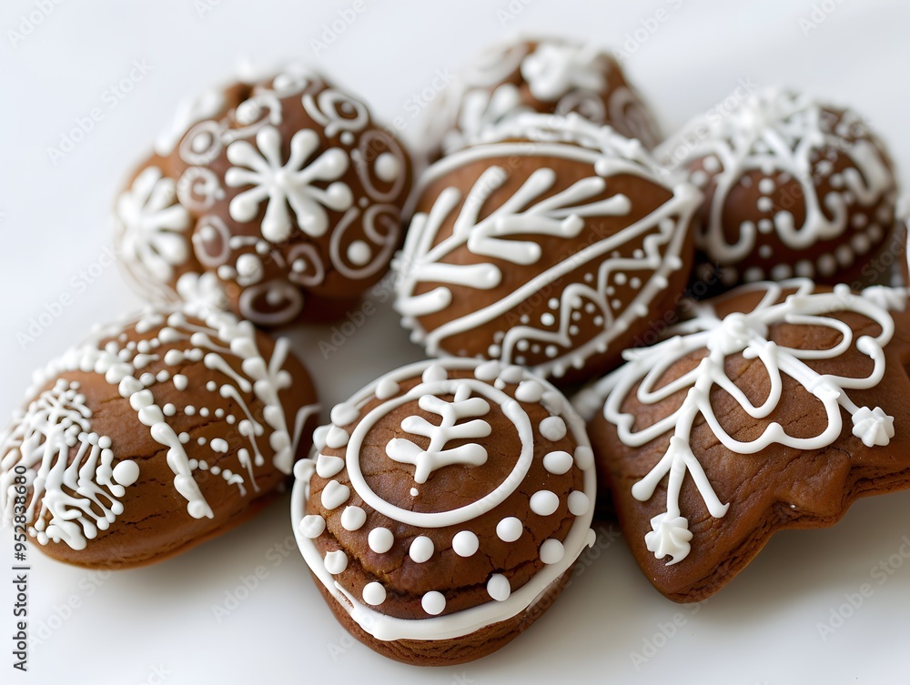Gingerbread cookies Lebkuchen decorated with icing Gingerbread cookies Lebkuchen decorated with icing