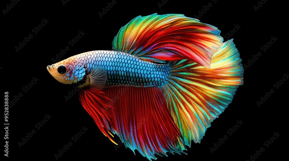 Colorful Betta Fish with Vibrant Fin Colorful Betta Fish with Vibrant Fin