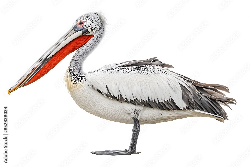 Dalmatian Pelican Bird Perched on a Branch on a White Background, Realistic Photo, Wallpaper, Cover and Screen for Smartphone, Cell Phone, PC, Laptop, 9:16 and 16:9 Format Dalmatian Pelican Bird Perched on a Branch on a White Background, Realistic Photo, Wallpaper, Cover and Screen for Smartphone, Cell Phone, PC, Laptop, 9:16 and 16:9 Format
