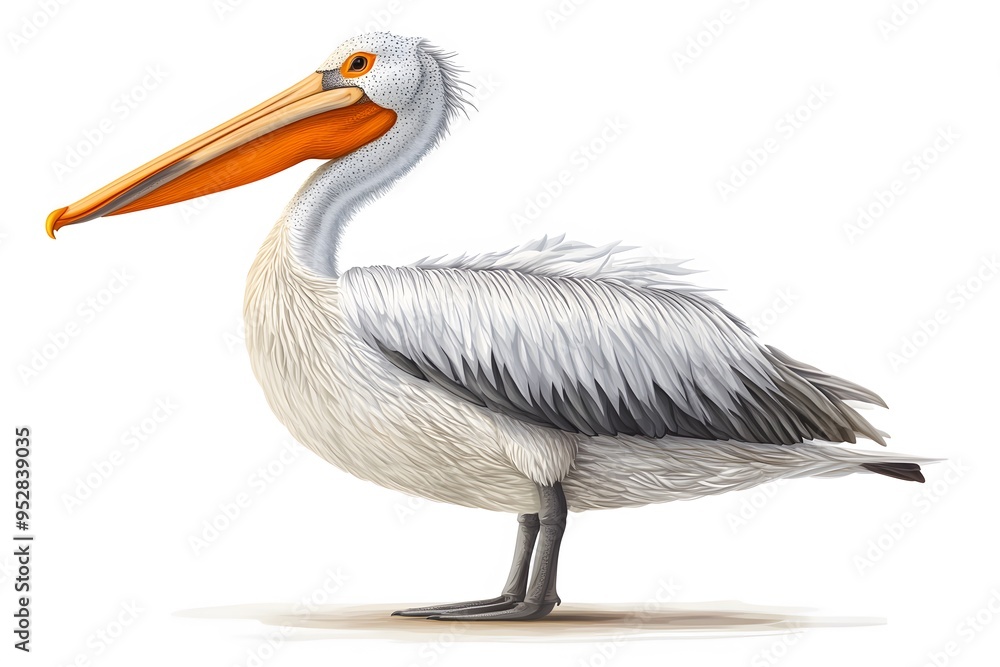 Dalmatian Pelican Bird Perched on a Branch on a White Background, Realistic Photo, Wallpaper, Cover and Screen for Smartphone, Cell Phone, PC, Laptop, 9:16 and 16:9 Format Dalmatian Pelican Bird Perched on a Branch on a White Background, Realistic Photo, Wallpaper, Cover and Screen for Smartphone, Cell Phone, PC, Laptop, 9:16 and 16:9 Format