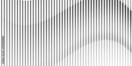 Abstract art geometric background with vertical lines. Optical illusion with waves and transition.