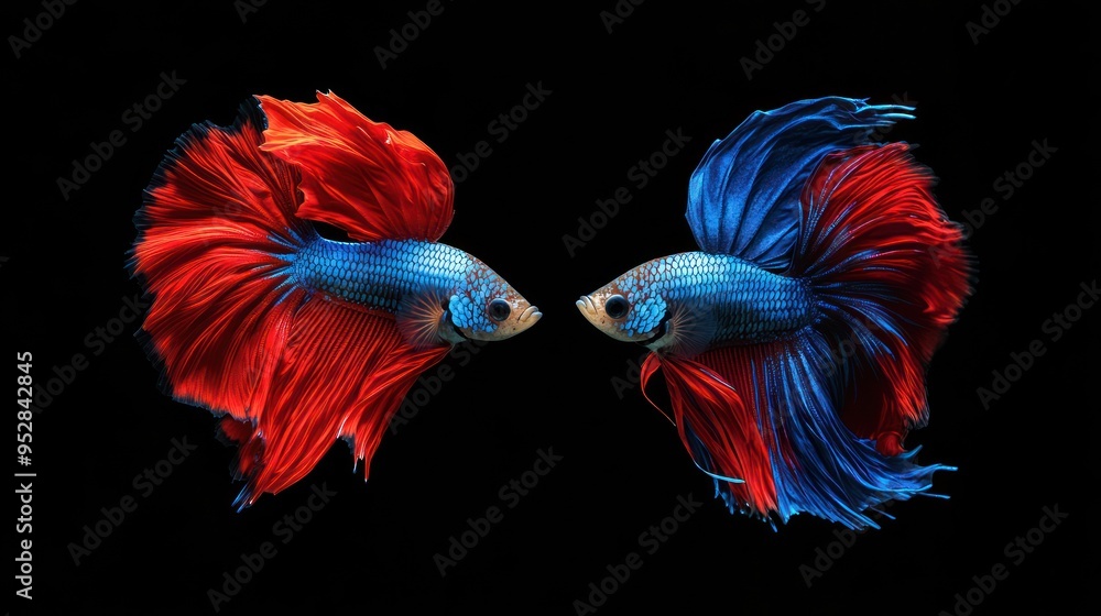 Two Siamese Fighting Fish Facing Each Other Two Siamese Fighting Fish Facing Each Other