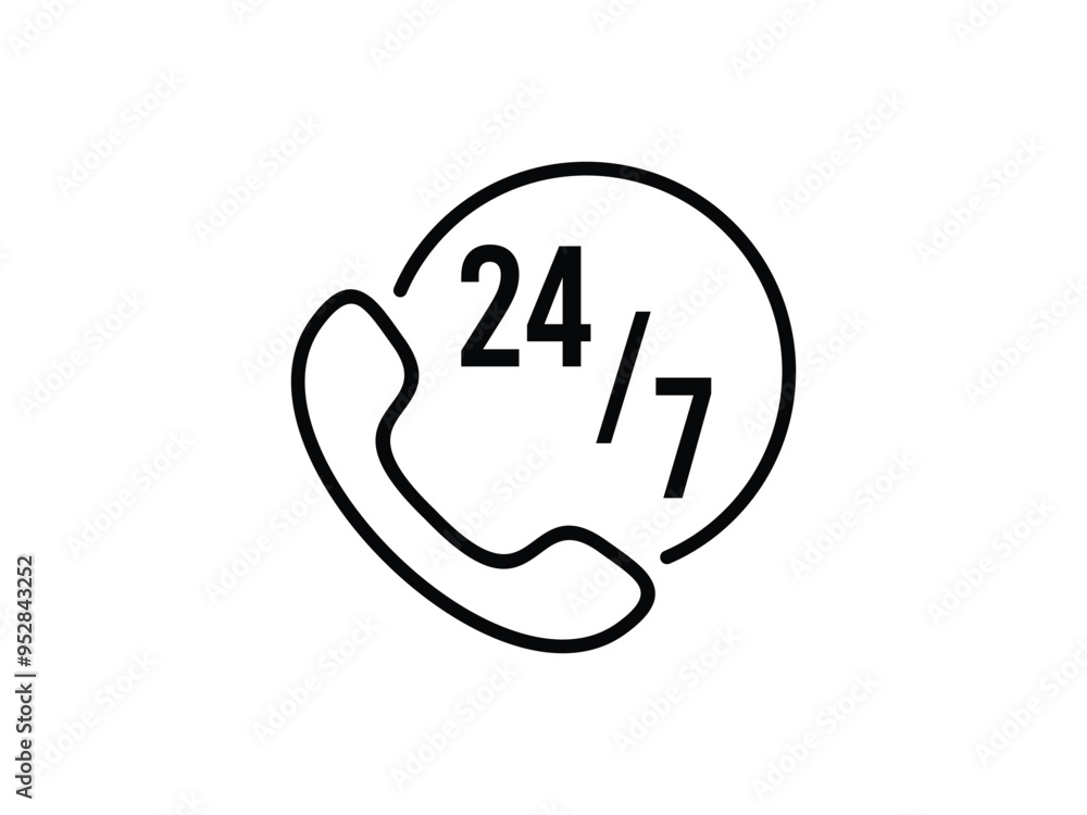 Call Customer Service Support 24/7 Icon Vector Call Customer Service Support 24/7 Icon Vector