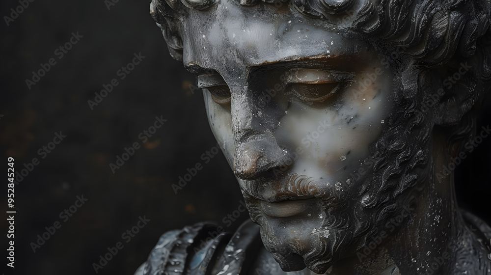 Stoic Greek Statue on Black Background | Classical Sculpture Highlighting Ancient Greek Art and Philosophy Stoic Greek Statue on Black Background | Classical Sculpture Highlighting Ancient Greek Art and Philosophy