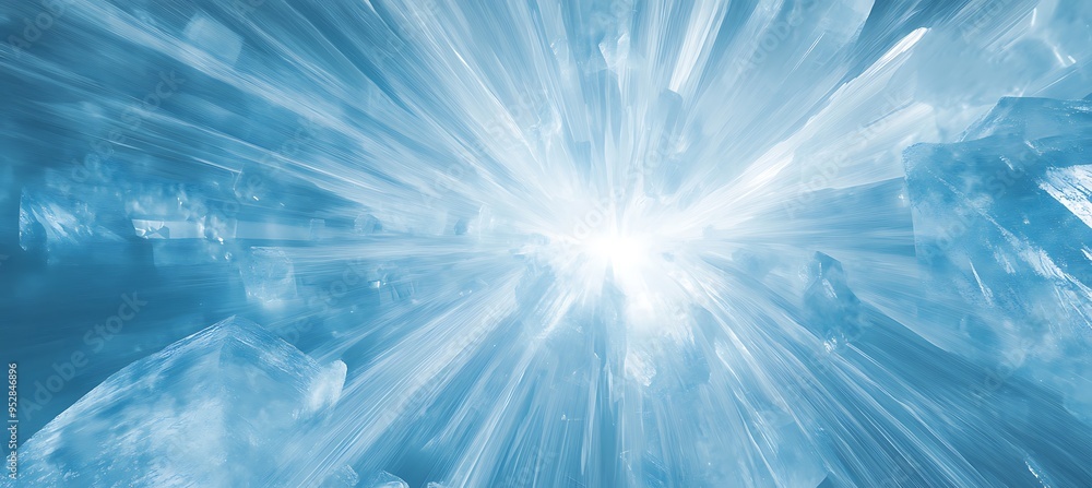 A cool, abstract ice crystal background with a central text space A cool, abstract ice crystal background with a central text space
