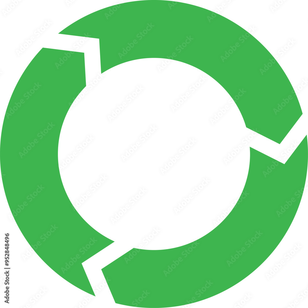 Reuse material cycle. Green arrow circle icon Reuse material cycle. Green arrow circle icon