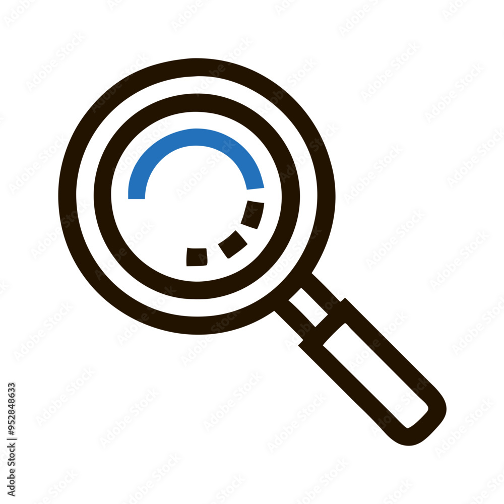 Magnifying glass with a blue loading indicator concept Magnifying glass with a blue loading indicator concept