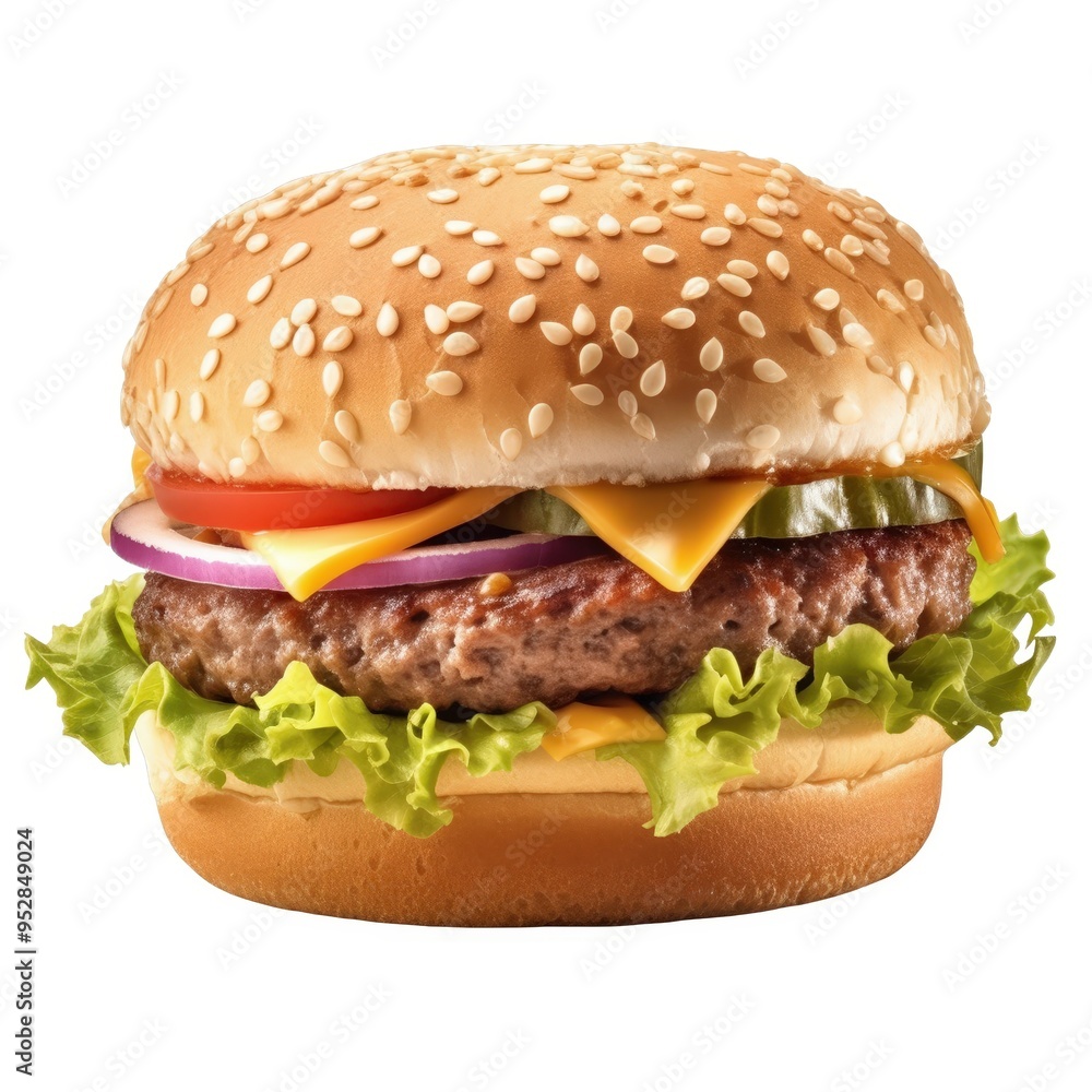 Delicious burgers with a crunchy texture: Isolated Objects Delicious burgers with a crunchy texture: Isolated Objects