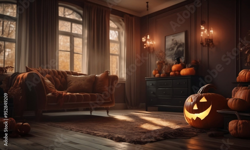 a beautiful room in a halloween style photo