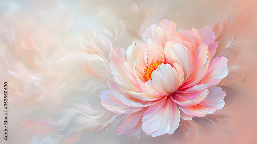 Delicate, beige peony on a gentle background. Copy space. High quality illustration Delicate, beige peony on a gentle background. Copy space. High quality illustration