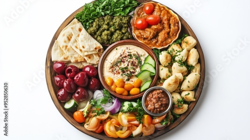 Wallpaper Mural Mediterranean Platter with Hummus, Pita Bread, and Vegetables Torontodigital.ca