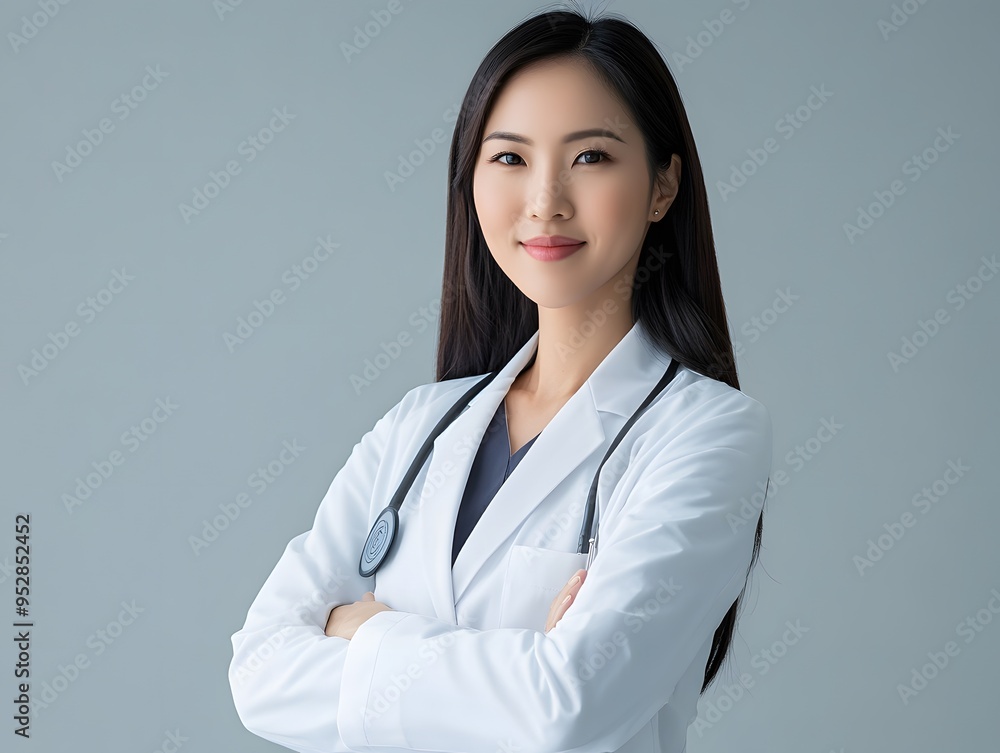 Asian doctor woman in professional medical attire Asian doctor woman in professional medical attire