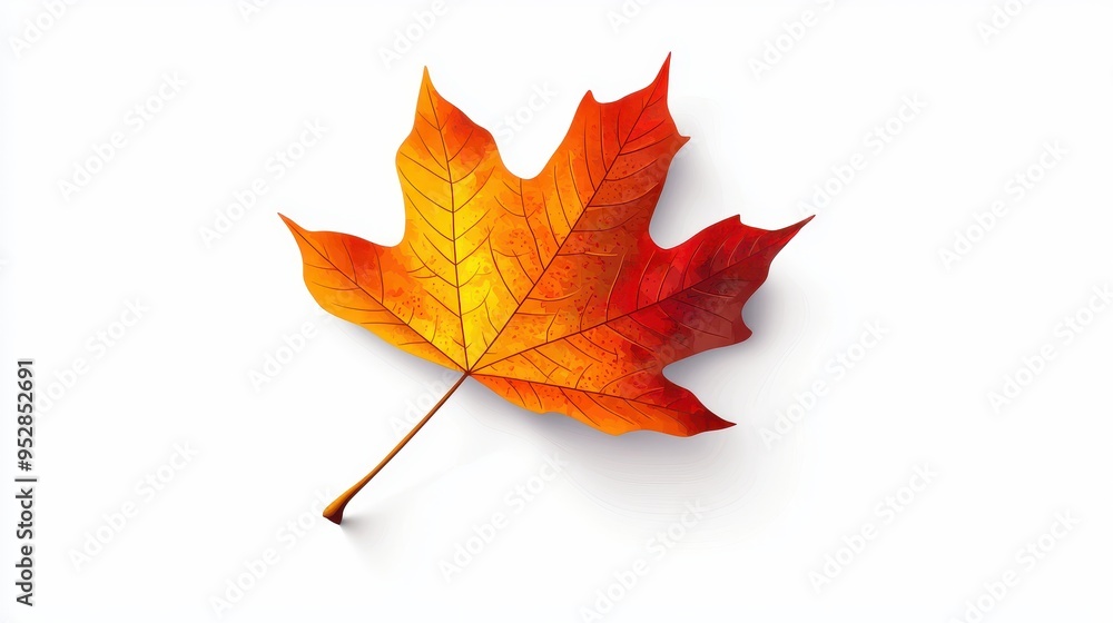 Delicate Autumn Leaf: Detailed on White Background Delicate Autumn Leaf: Detailed on White Background