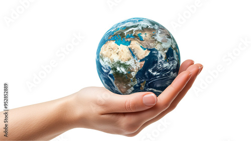 a hand holding a globe