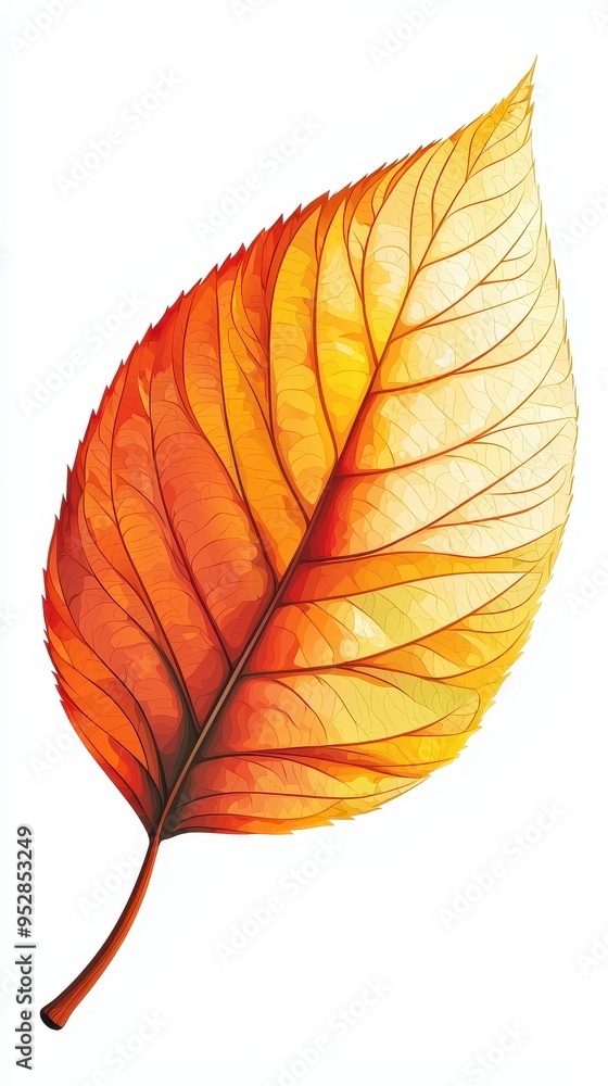 Vibrant Autumn Leaf Illustration on White Background Vibrant Autumn Leaf Illustration on White Background