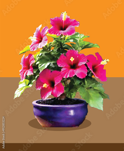 Flower Vase with colorful flowers for any printing media