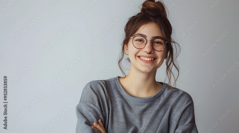 Young woman wearing casual clothes and glasses happy Young woman wearing casual clothes and glasses happy