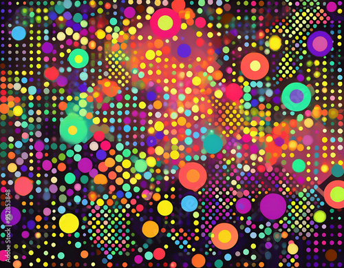 Bright Polka Dot Pattern Abstract and Playful Retro Design with Colorful Circles and Bold Background