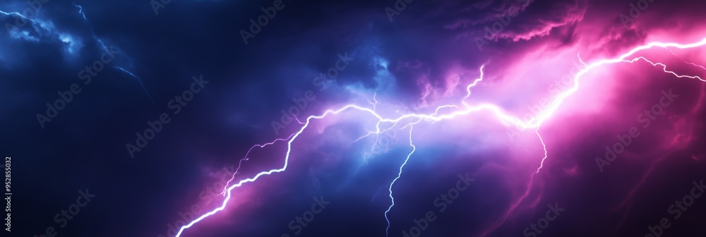 A striking lightning bolt slices through the darkness, lighting up the sky in a brilliant flash, revealing the intensity of a thunderstorm at night A striking lightning bolt slices through the darkness, lighting up the sky in a brilliant flash, revealing the intensity of a thunderstorm at night