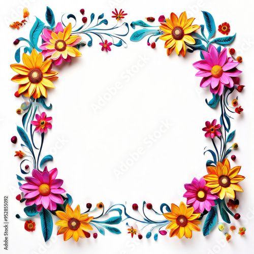 Beautiful romantic festive floral frame design with copy space.