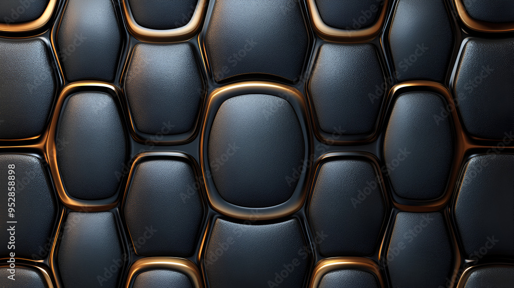 Textured black and gold pattern featuring hexagonal shapes stacked closely together creating a modern aesthetic in an abstract design Textured black and gold pattern featuring hexagonal shapes stacked closely together creating a modern aesthetic in an abstract design