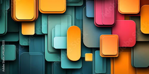 Wallpaper Mural Colorful geometric abstract design featuring layered shapes in vibrant hues on a modern background Torontodigital.ca