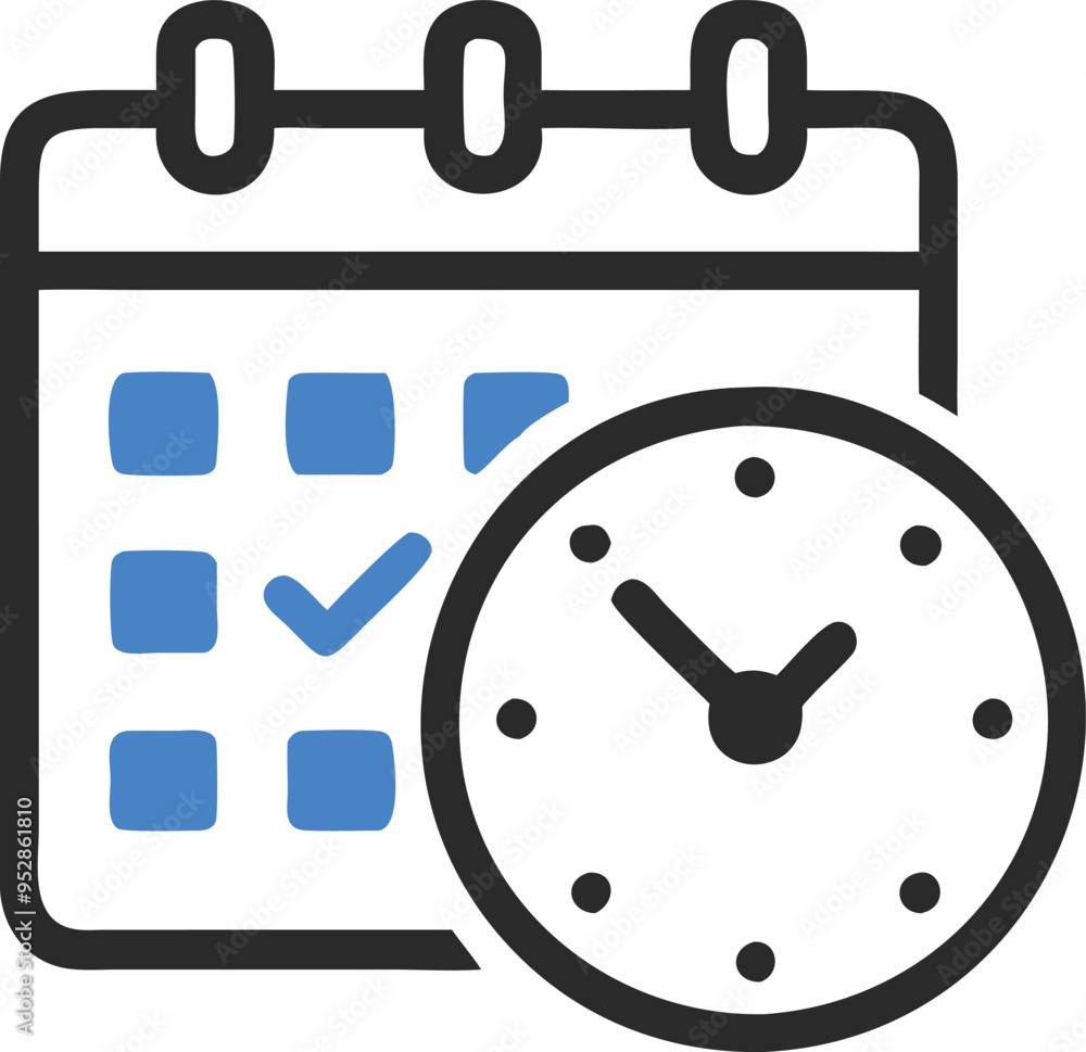 Clock and Schedule Calendar Icon on White Background, Minimalist and Clean Vector Illustration for Time Management, Appointment Scheduling, and Productivity Applications,Perfect for Web and App Desigs Clock and Schedule Calendar Icon on White Background, Minimalist and Clean Vector Illustration for Time Management, Appointment Scheduling, and Productivity Applications,Perfect for Web and App Desigs