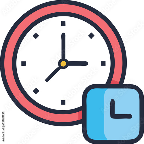 Clock and Schedule Calendar Icon on White Background, Minimalist and Clean Vector Illustration for Time Management, Appointment Scheduling, and Productivity Applications,Perfect for Web and App Desigs photo