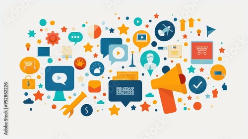 Wallpaper Mural Digital Marketing Strategy Concept Illustration Torontodigital.ca