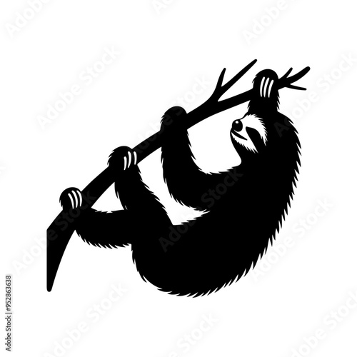 Wallpaper Mural Sloth silhouette, vector black color silhouette  Torontodigital.ca