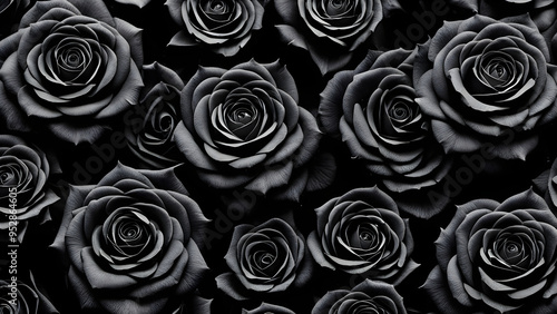 black matte roses on black background