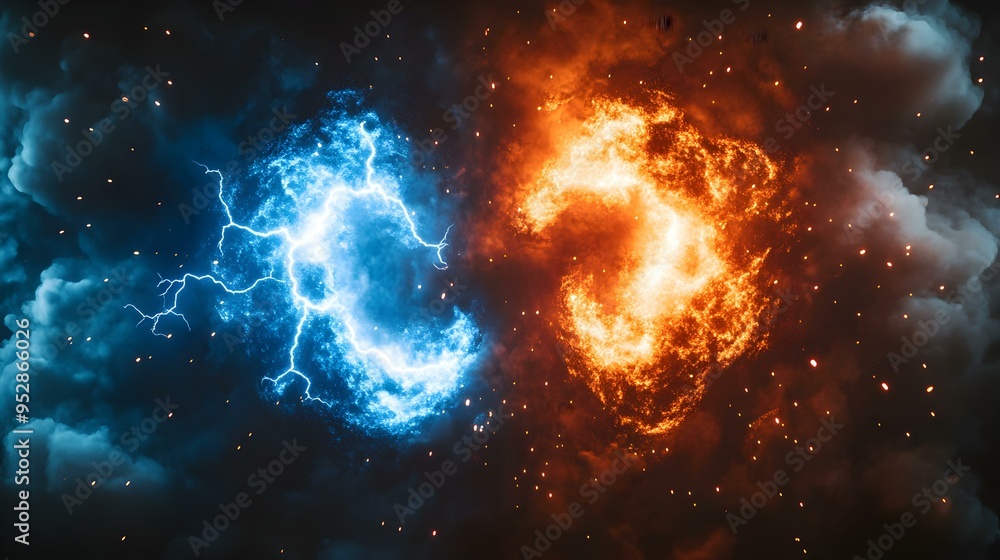 Epic Cosmic Clash: Two Thunderstorms Collide in a Fiery Electrical Storm Epic Cosmic Clash: Two Thunderstorms Collide in a Fiery Electrical Storm