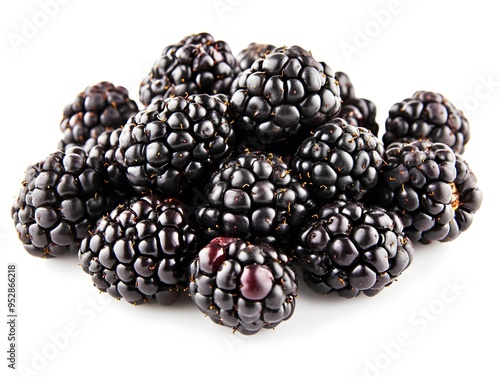 Blackberries in a pile isolated on white background