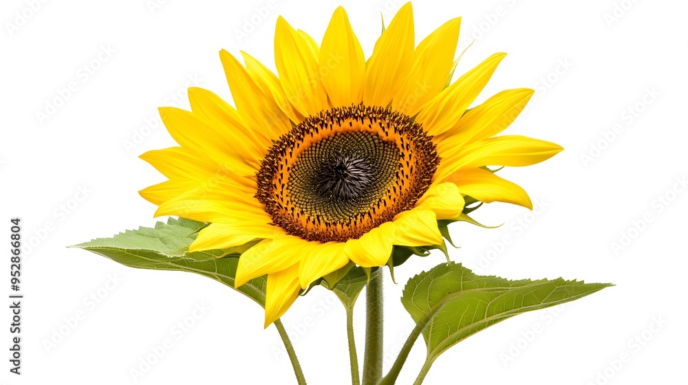 Naklejka premium Isolated beautiful sunflower on white background