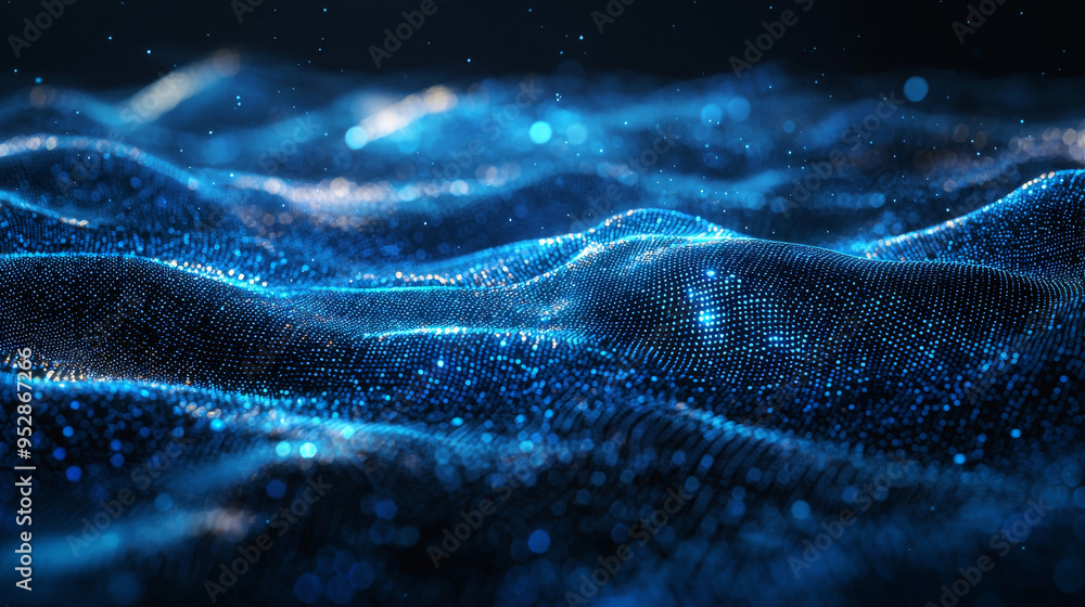 Abstract Blue Glowing Particles Digital Art Background Abstract Blue Glowing Particles Digital Art Background