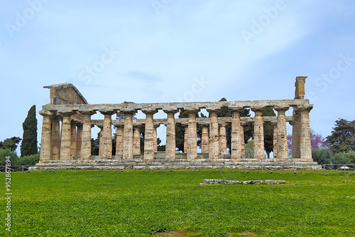 Athena Temple in Paestum. Temple of Athena, inside the archeological area of Paestum, SALERNO - CAMPANIA (Italy)