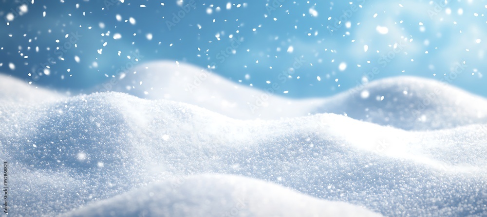 A crisp, winter snow background with a clear blue sky area for text A crisp, winter snow background with a clear blue sky area for text