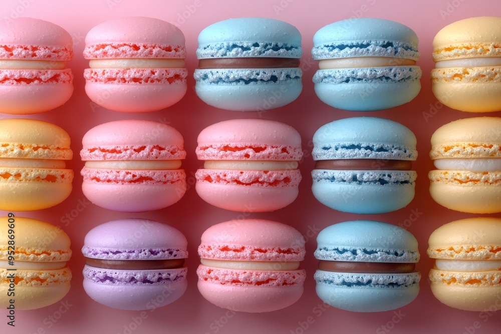 Obraz premium Macarons background. Generative A